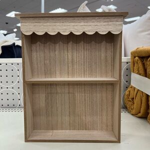 Bullseyes Playground Natural Wood 2 Tiered Scalloped Wall Shelf Spring Decor